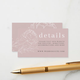 Cartão De Informações Detalhe de casamento floral cor-de-rosa elegante m