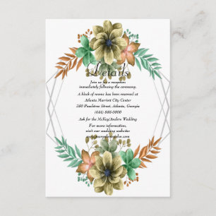 Cartão De Informações Detalhe De Casamento Floral De Cor Amarela E Laran