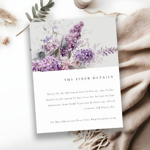 Cartão De Informações Detalhe de Casamento Floral de Lilac Cottage Dusky