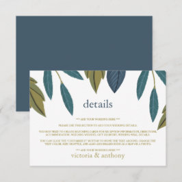 Cartão De Informações Detalhe de Casamento Floral Rustic Leaf