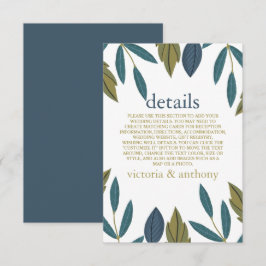 Cartão De Informações Detalhe de Casamento Floral Rustic Leaf