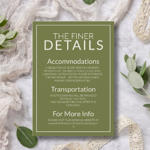 Cartão De Informações Detalhe de Casamento Moderno Olive Green Old Money