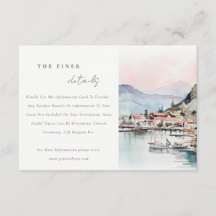 Cartão De Informações Detalhe de Casamento Paisagem Aquarela Kauai Havaí