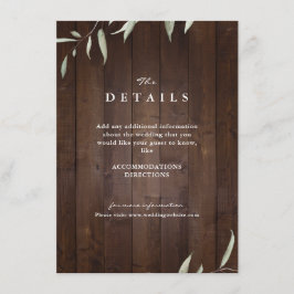 Cartão De Informações Detalhe de casamento rústico no condado de madeira
