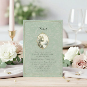 Cartão De Informações Detalhe de casamento verde sage pastoral francês