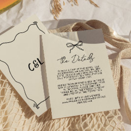Cartão De Informações Detalhe de Casamento Whimsical Retro Manuscrito