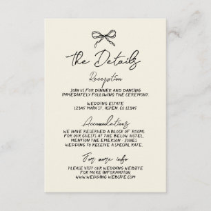 Cartão De Informações Detalhe de Casamento Whimsical Retro Manuscrito