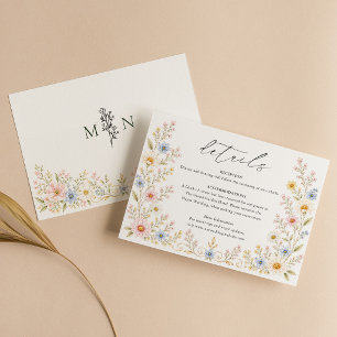 Cartão De Informações Detalhe de Jardim Floral de Aguarela de Flor Silve