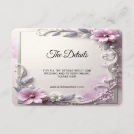 Cartão De Informações Detalhe de Moldura Floral Rosa