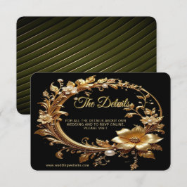 Cartão De Informações Detalhe de Moldura Ornata Floral Dourada