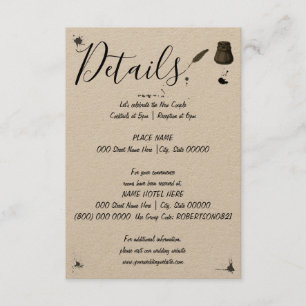 Cartão De Informações Detalhe do Casamento Caneta & Tinteiro Pequeno