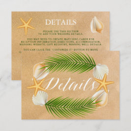 Cartão De Informações Detalhe do Casamento de Praia de Sandy Wreath Trop