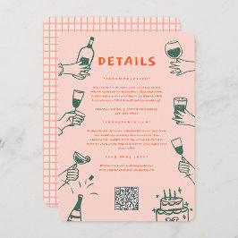 Cartão De Informações Detalhe do Casamento do Groovy Funky com Mão Verme