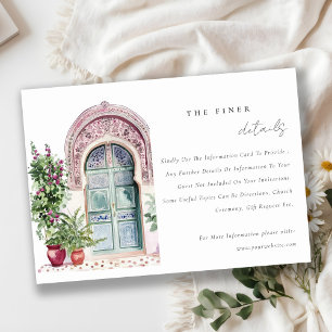Cartão De Informações Detalhe do Casamento na Porta Tropical Chic Marroq