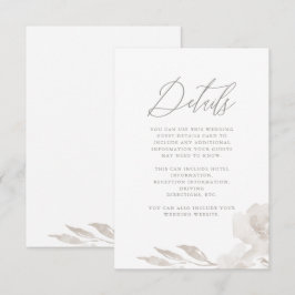 Cartão De Informações Detalhe do Convidado de Casamento Floral Neutro