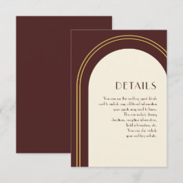 Cartão De Informações Detalhe do Convidado Simples de Arch Burgundy