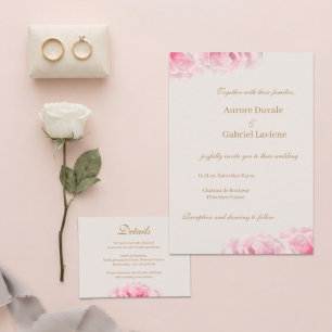 Cartão De Informações Detalhe do Hotel Dourado Casamento de Ivory Rose R