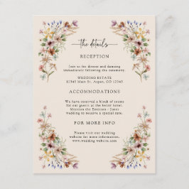 Cartão De Informações Detalhe Floral do Vintage Boho