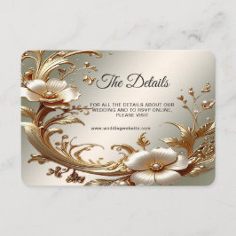 Cartão De Informações Detalhe Floral Dourado