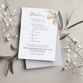 Cartão De Informações Detalhes Azuis Código QR Casamento Floral