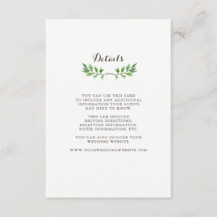 Cartão De Informações Detalhes botânicos do convidado das folhas da