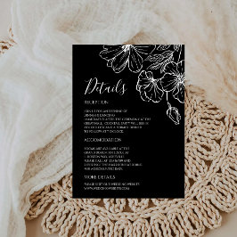 Cartão De Informações Detalhes Botânicos Preto e Branco Minimalistas Noi