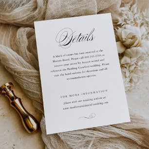 Cartão De Informações Detalhes Clássicos de Casamento com Letra Elegante