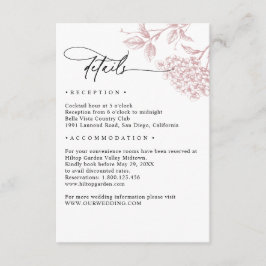 Cartão De Informações Detalhes Clássicos de Casamento Floral Rosa Vitori
