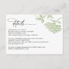Cartão De Informações Detalhes Clássicos de Casamento Floral Verde Vitor