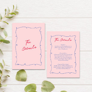 Cartão De Informações Detalhes Coloridos de Casamento de Borda Whimsical