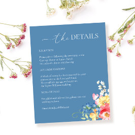 Cartão De Informações Detalhes Coloridos Do Casamento De Azul De Borrach