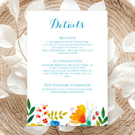 Cartão De Informações Detalhes Coloridos Do Casamento De Cores De Água D