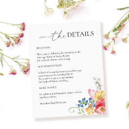 Cartão De Informações Detalhes Coloridos Do Casamento De Flores Selvagen