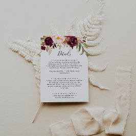 Cartão De Informações Detalhes Coloridos Do Casamento Floral Rustic Boho