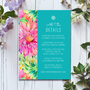 Cartão De Informações Detalhes Coloridos Modernos Sobre Casamento Floral