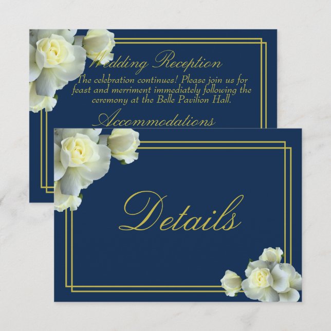 Cartão De Informações Detalhes da Accom de Recepção de Rosa Branca marin (Frente/Verso)