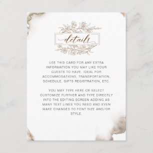 Cartão De Informações Detalhes da Aquarela de Tons Terrestres