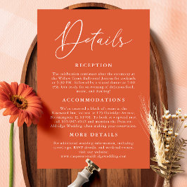 Cartão De Informações Detalhes da Caligrafia Laranja Simples Verona Suns