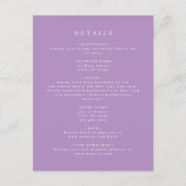 Cartão De Informações Detalhes da Coordenada Lilac Elegante