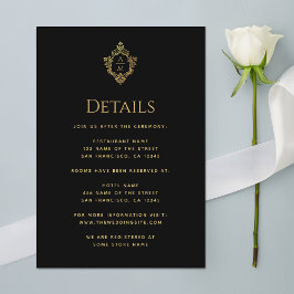 Cartão De Informações Detalhes da Crista Monograma de Casamento em Faux 