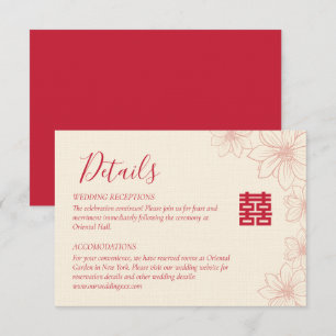 Cartão De Informações detalhes da decoração de casamento chinês floral e