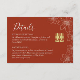 Cartão De Informações Detalhes da decoração floral chinesa moderna boho 