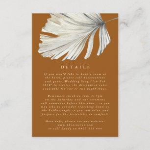 Cartão De Informações Detalhes da Decoração Floral de Grama das Pampas p
