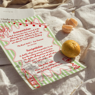 Cartão De Informações Detalhes da Diversão de Casamento Pintado Pintado 