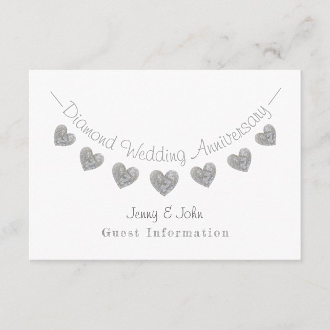 Cartão De Informações Detalhes da festa de aniversário de Casamentos de  (Frente)