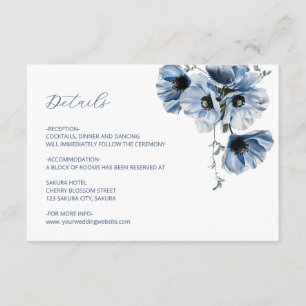 Cartão De Informações Detalhes da Flor Transparente Azul