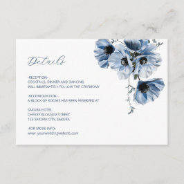 Cartão De Informações Detalhes da Flor Transparente Azul