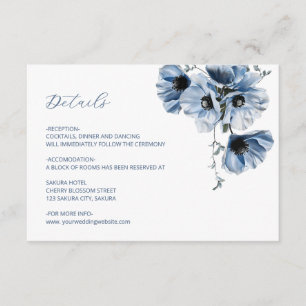 Cartão De Informações Detalhes da Flor Transparente Azul