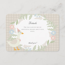 Cartão De Informações Detalhes da Floral do Ganso Gingham do Bobo Beige