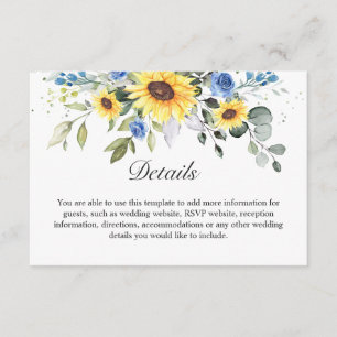 Cartão De Informações Detalhes da Folhagem Eucalyptus Sunflower Elegante